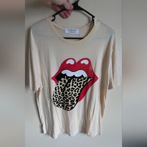 Free People T-Shirt with Red and Cream Graphic
